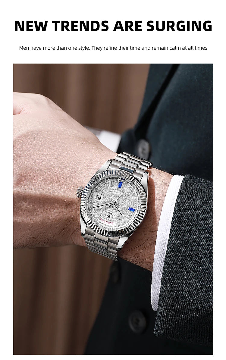 Dulunwe Datejusts Mechanical  Movement Watches For Men Automatic Mechanical Watches Calendar Waterproof Men Watch