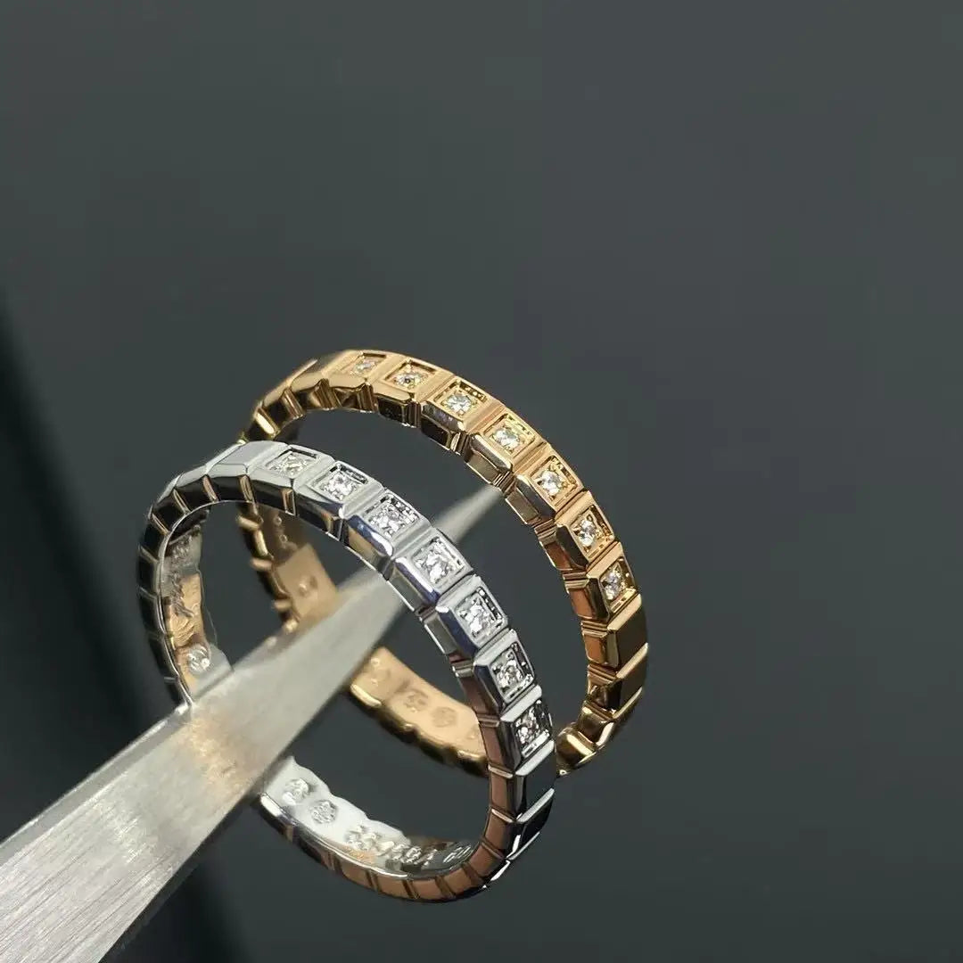 French  High-Quality S925 Sterling Silver Ice Cube Style Pave AAA Zirconia Lovers Ring For Women And Men Wedding Fashion Jewelry