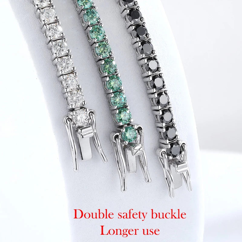 Smyoue 3/4/5mm Pass Diamond Test Moissanite Tennis Bracelets for Women Men Original 925 Sterling Silver Bangles with Certificate