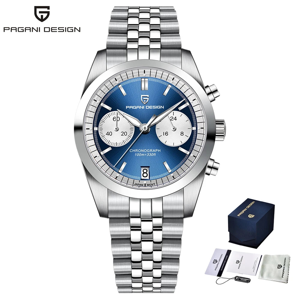 PAGANI DESIGN Fashion Men's Quartz Wristwatches PD1775 Sapphire Glass Stainless steel strap VK64 Movement watch for men