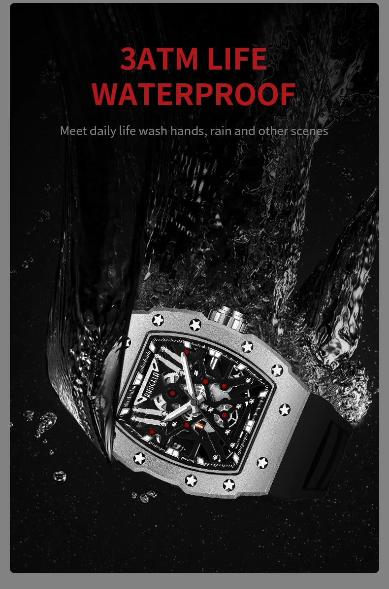 BAOGELA Black Stainless Steel Watch Men Military Sport Analog Quartz Wristwatch with Silicone Strap Luminous Hands Relogio 4147