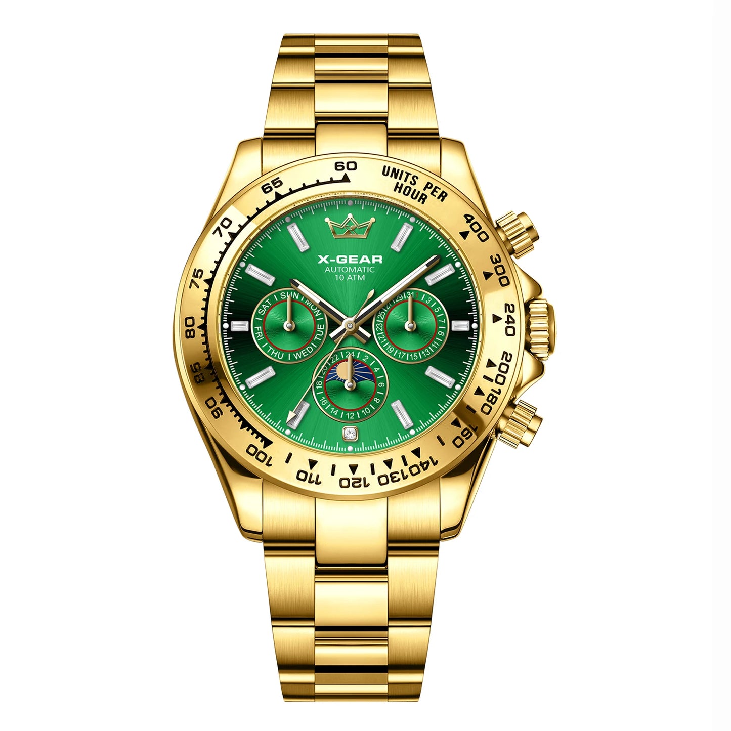 Montre mécanique automatique Panda Eye pour homme, lunette en céramique, trois cadrans, six aiguilles, étanche et lumineuse.