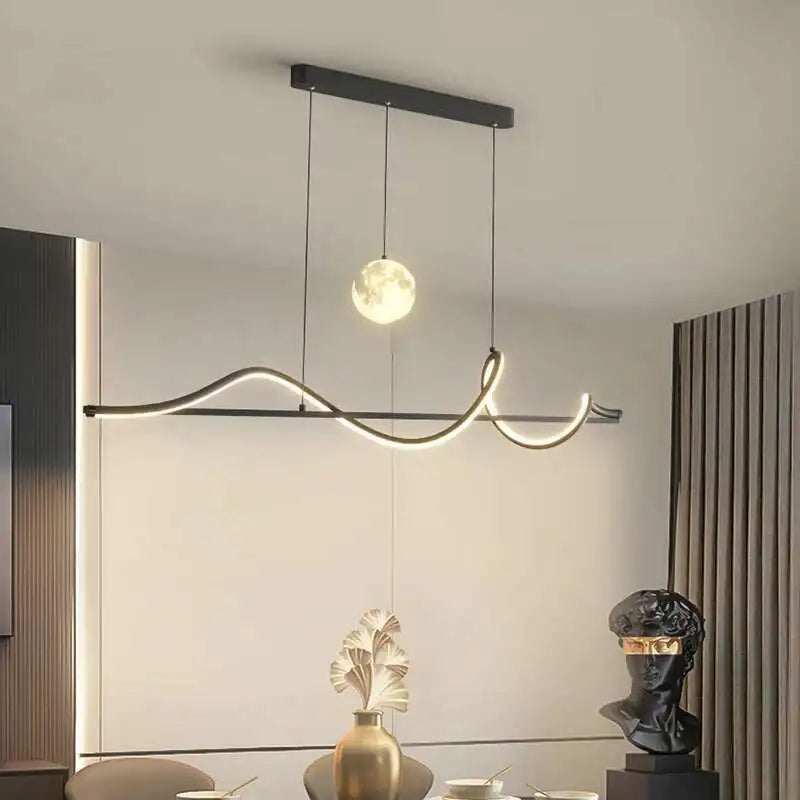 Modern Led Pendant Lights Chandelier For Dining Table Living Room Counter Bar Interior Moon Hanging Lamp Decor Chandelier Lamp
