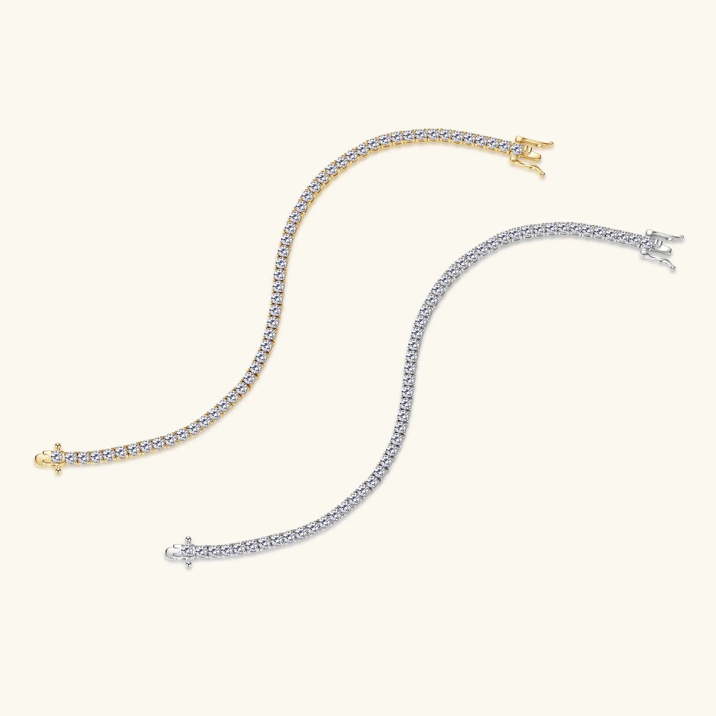 Sweetrain 3mm D VVS1 Moissanite Tennis Bracelet S925 Sterling Silver Plated 18k White Gold Diamond Tennis Bracelets for Women