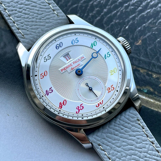 NEW Pierre Paulin Jumping Hour Men Watch Automatic St17 Mechanical Watch Steel Purplewatch Vintage Date Window 38mm Metal