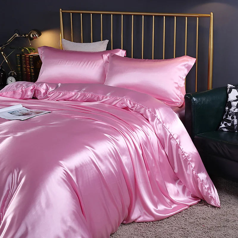 High End Mulberry Silk-Blending Fabric Duvet Cover Set Luxury King Size Bedding Set Silky Quilt Cover and Pillowcase No Sheet