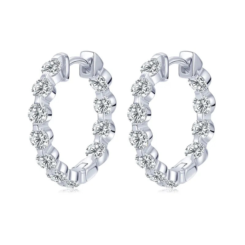 Anziw 2.2cttw. 3mm D Moissanite Hoop Earrings for Women Real 925 Silver Sparking Round Cut Lab Diamond Earrings 2025 New Jewelry