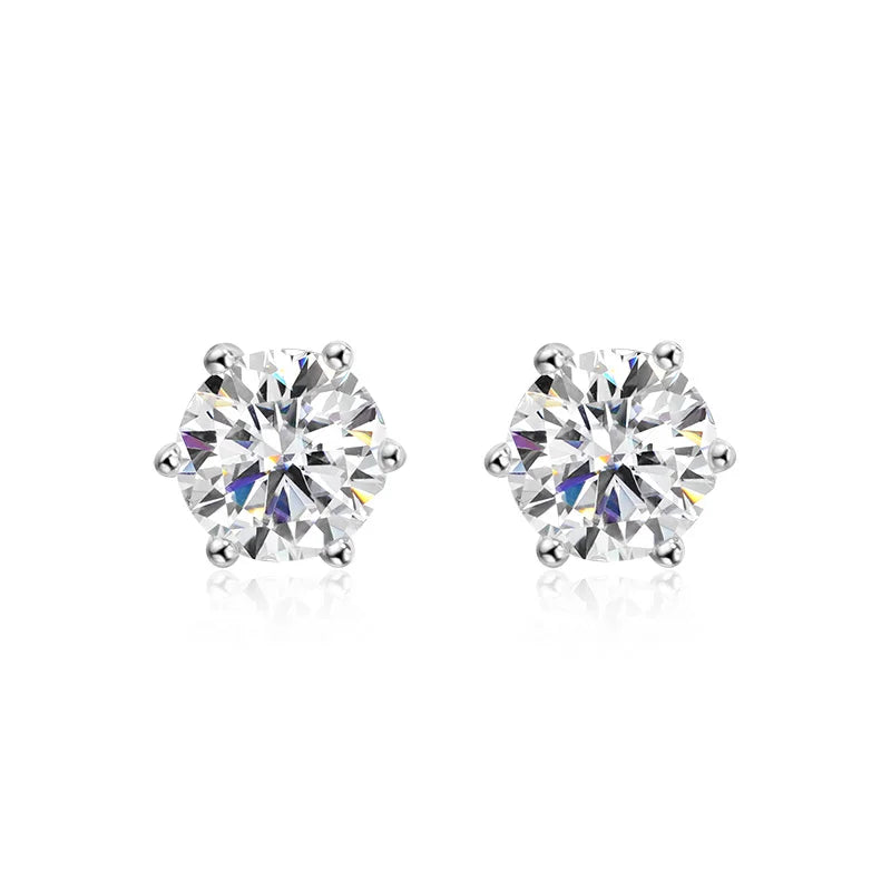 Smyoue 0.1-3CT Certified Moissanite Stud Earring for Women Classic Sparkling Lab Diamond Sterling Silver 925 Jewelry 6-Claws