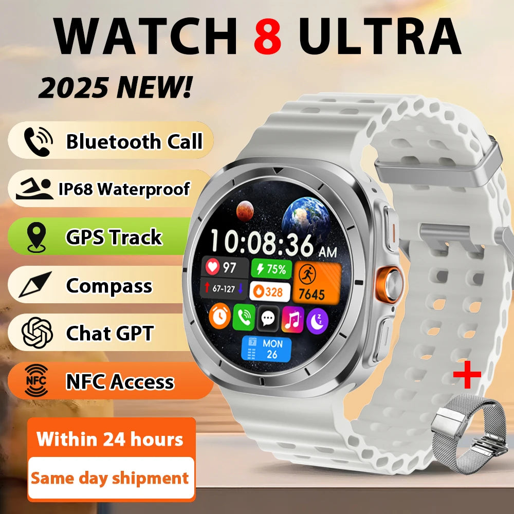 2026 New Watch8 Ultra Smart Watch Classic NFC Health Monitoring  Bluetooth Call 3ATM Waterproof HD Smartwatch For IOS Android