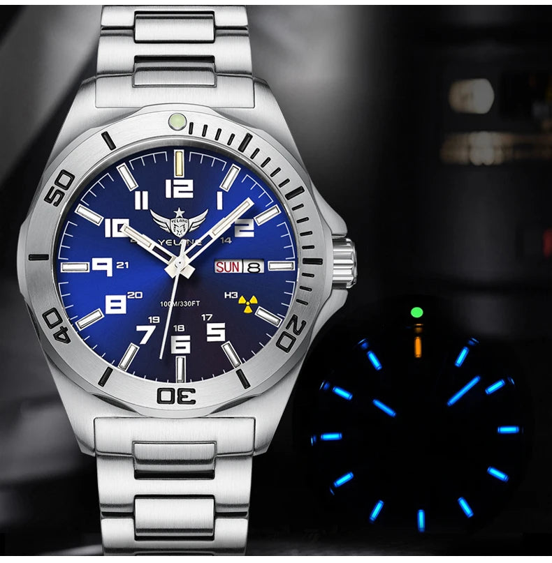 Yelang V1019 Brand 44MM Men Watch NH36 100M PROFESSIONAL WATERPROOF Deep Diving Mechanical Automatic Watch Sapphire Lens Reloj