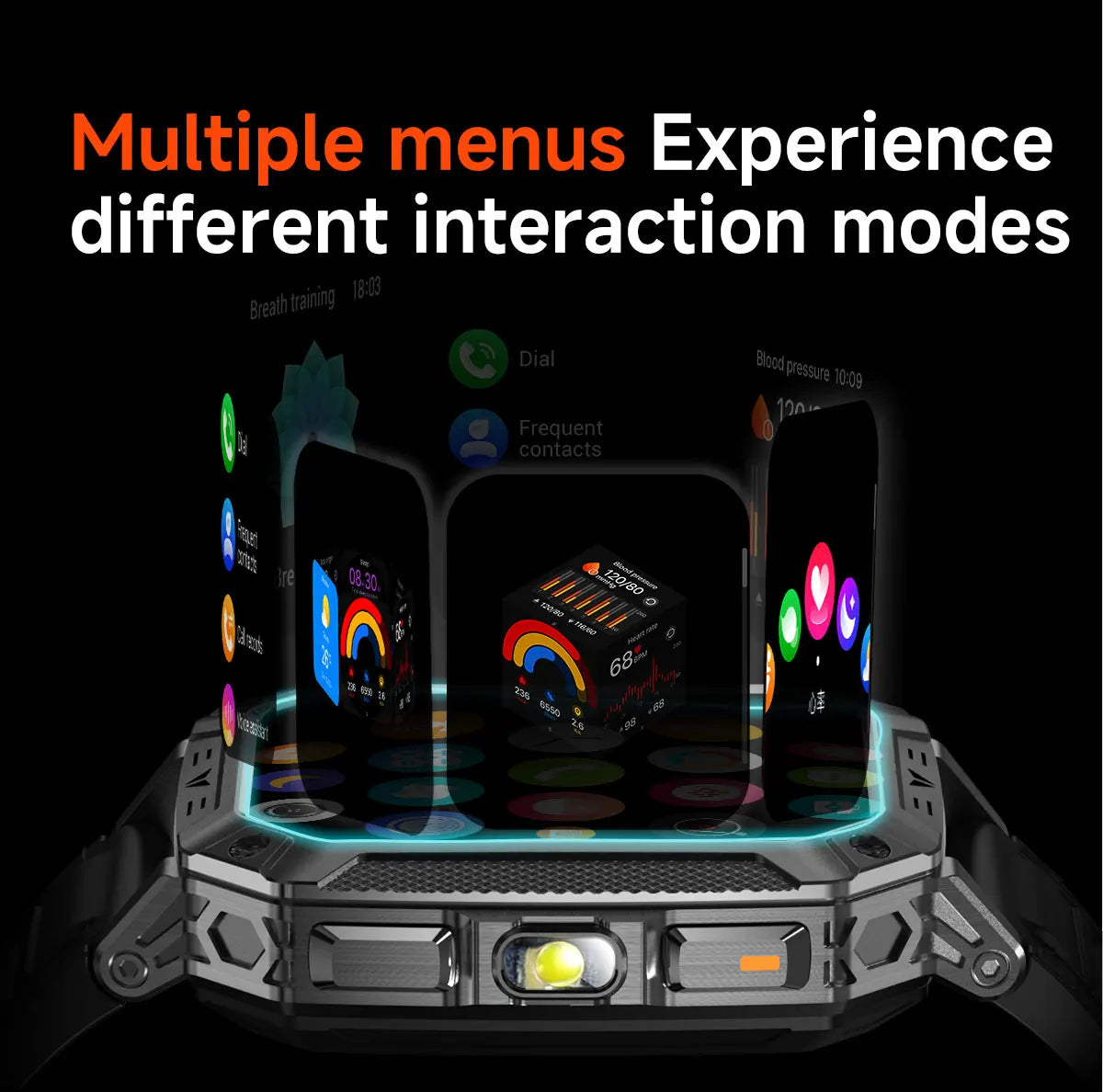 2026 Outdoors Durable Men Sports Smart Watch 1400mAh Battery LED Flashlight IP69K Waterproof Bluetooth Call Military Smartwatchs