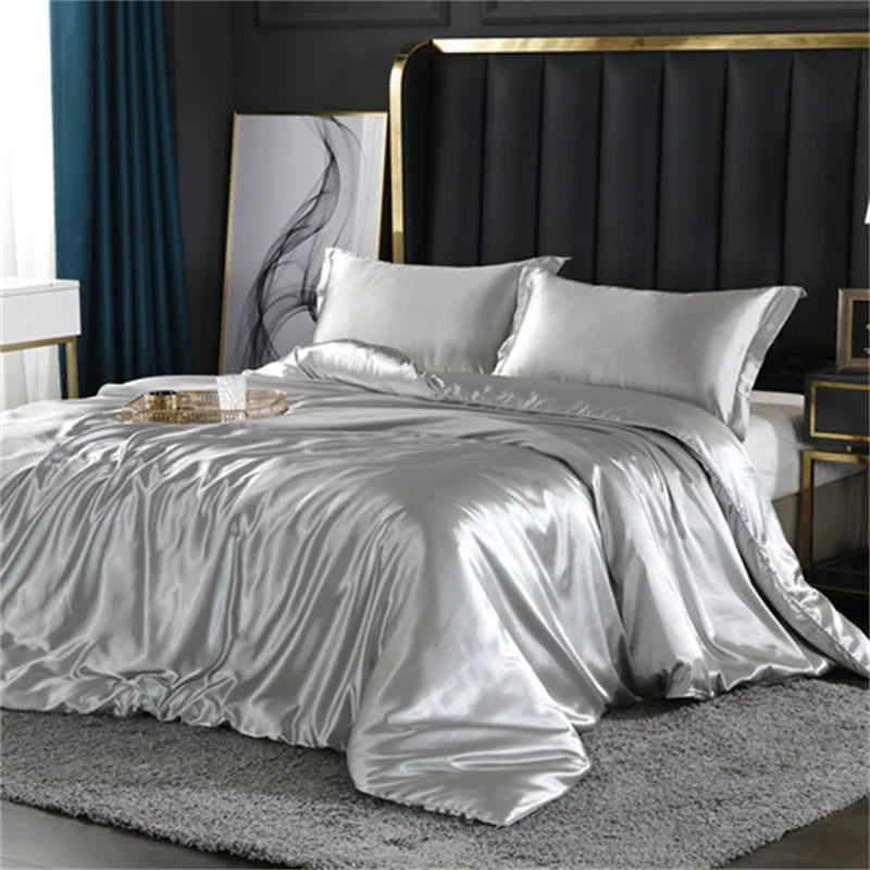 High End Mulberry Silk-Blending Fabric Duvet Cover Set Luxury King Size Bedding Set Silky Quilt Cover and Pillowcase No Sheet