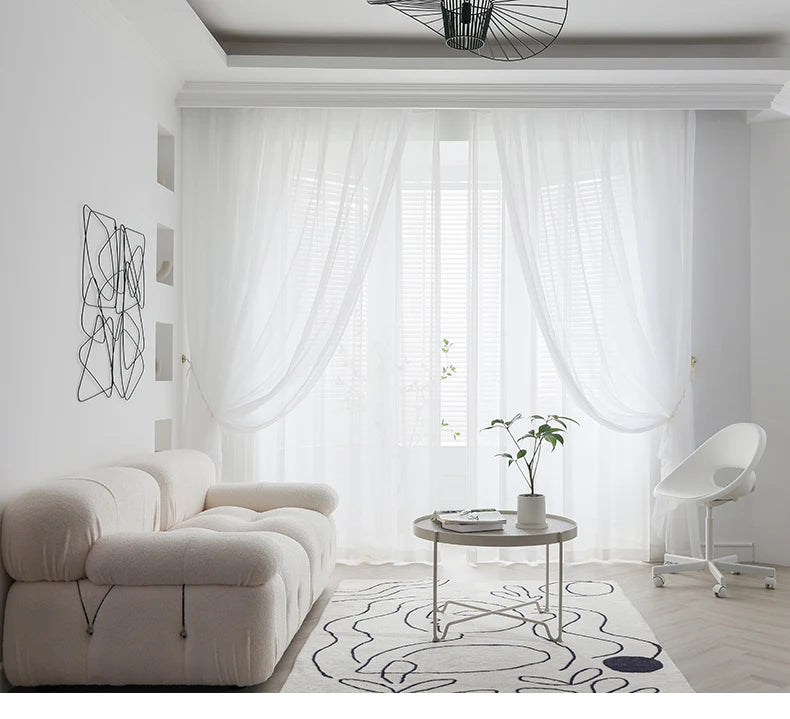 Europe Solid White Curtain Window Sheer Tulle Curtains For Living Room Kitchen Modern Window Treatments Voile Curtains Cortains