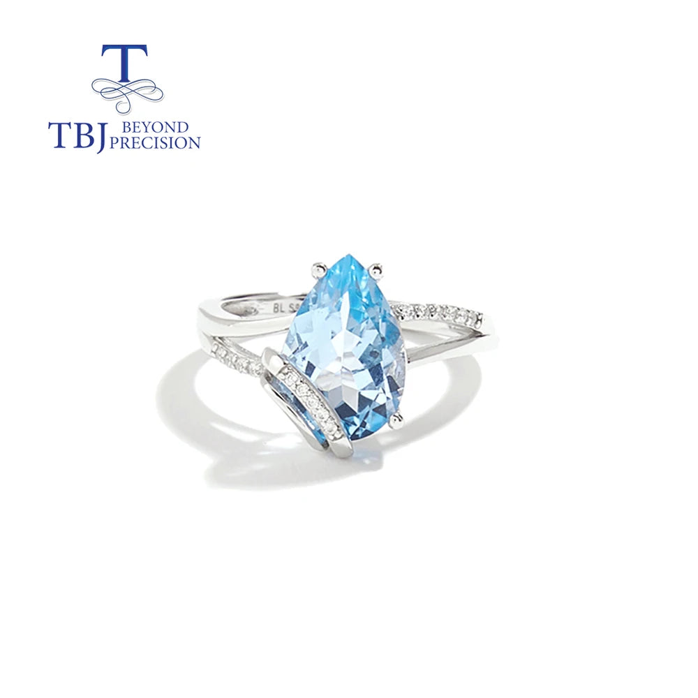 Earrings Trendy Drop Shape Natural Sky Blue Topaz jewelry set 925 Sterling Silver for Women Light Luxury Birthday Party Fine Jewelry Gift