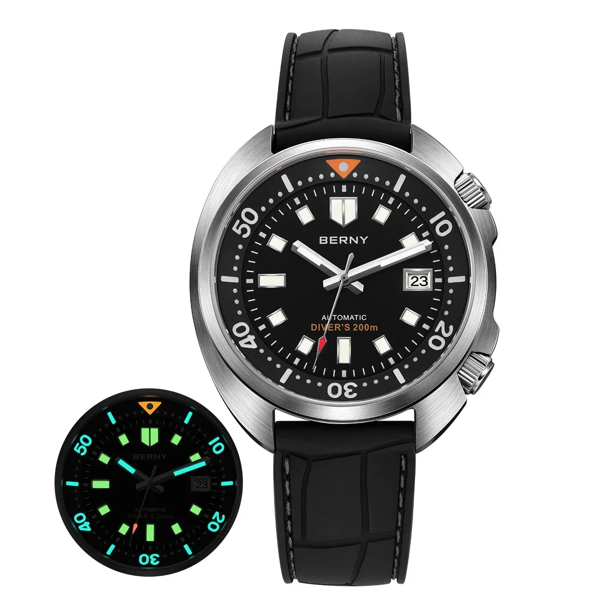 BERNY Automatic Compressor Diver Watch for Men Super Luminous Miyota 8215 Sapphire Swim Sport 20ATM Mechanical Men's Dive Watch