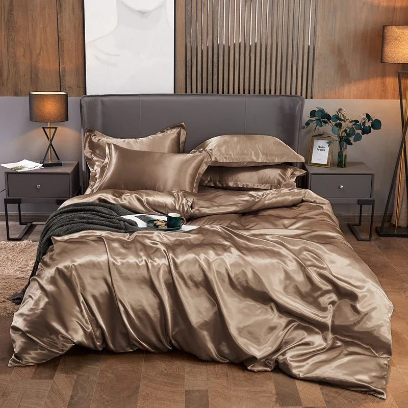 Luxury Rayon Bedding Set Solid Color Luxury Bedding Kit Satin Duvet Cover Set Bed Set pour lit Double,Queen,King,2pcs/3pcs/4pcs