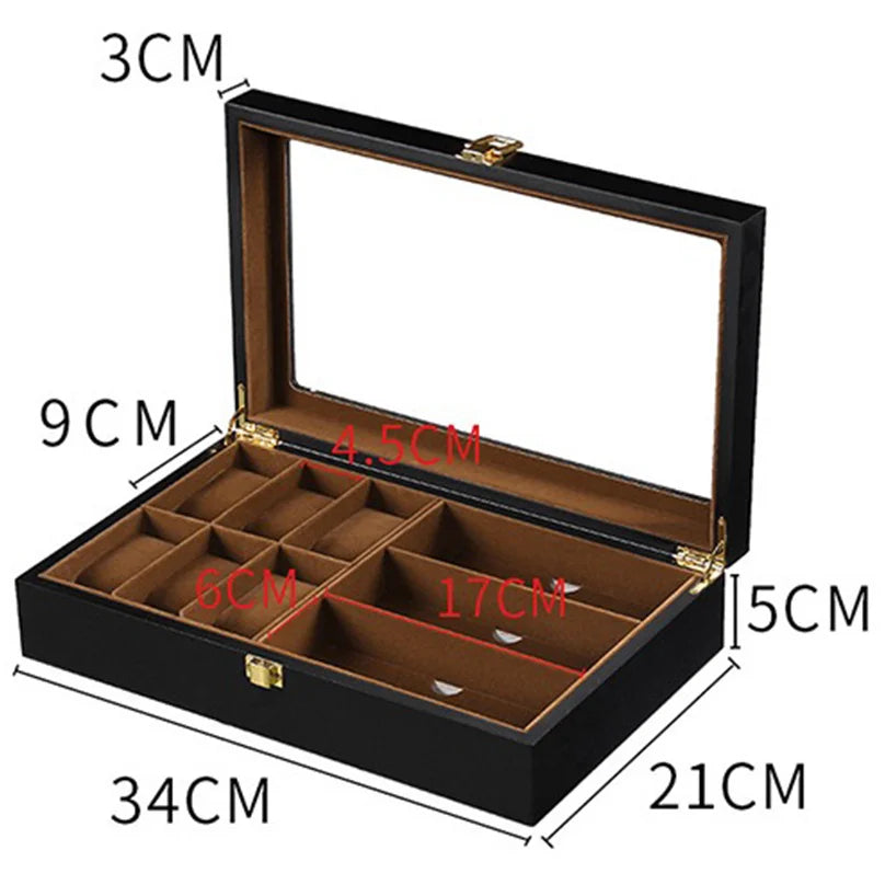 Wooden Watch Box 1/2/3/5/6/10/12 Slot Watch Gift Box Watch Storage Travel Case Organizer Men Jewellery Box Piano-bake-paint