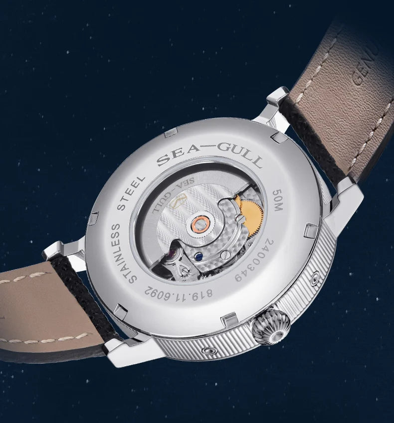 Seagull Moon Phase Watch Auspicious Clouds Special Edition Men's Automatic Mechanical Watch Luxury 41mm Watch for Men 6199 6198