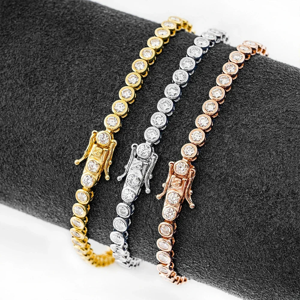 EWYA Sparkling 0.1ct 3mm Moissanite Tennis Bracelet with GRA for Women Party Fine Jewelry S925 Sterling Silver Diamond Bracelets