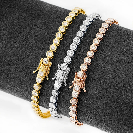 EWYA Sparkling 0.1ct 3mm Moissanite Tennis Bracelet with GRA for Women Party Fine Jewelry S925 Sterling Silver Diamond Bracelets