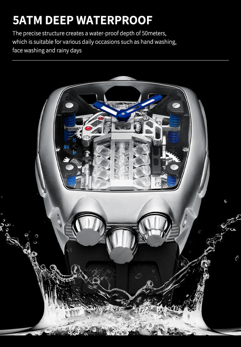 PINDU Design golden dragon Dial Men Mechanical Watch NH05 Movement Sapphire 50M Waterproof top-level Automatic movement Watch