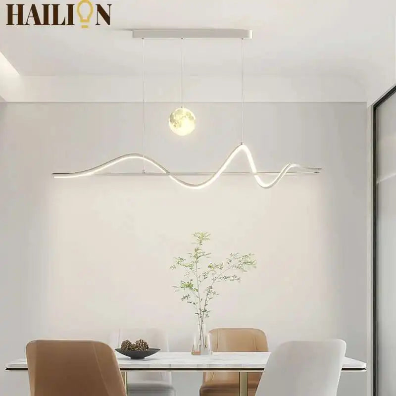 Modern Led Pendant Lights Chandelier For Dining Table Living Room Counter Bar Interior Moon Hanging Lamp Decor Chandelier Lamp