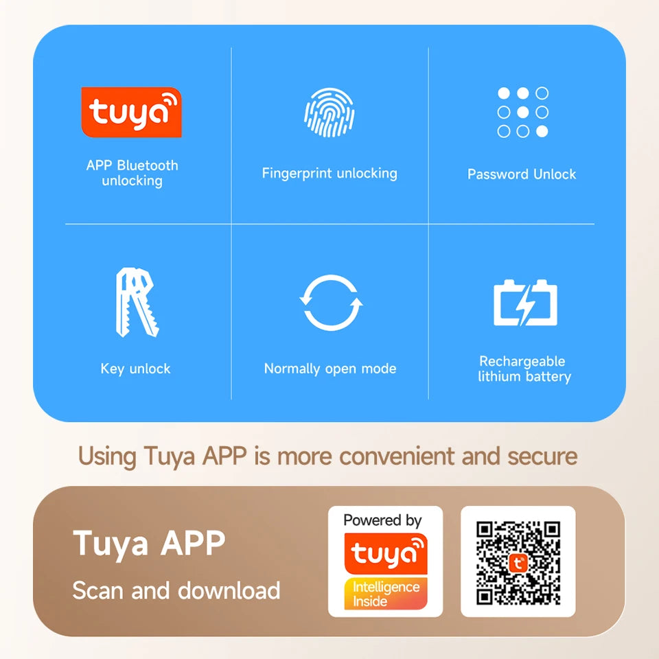 Smart door lock four in one fingerprint password IC card Tuya APP remote unlocking mechanical key suitable for home apartments
