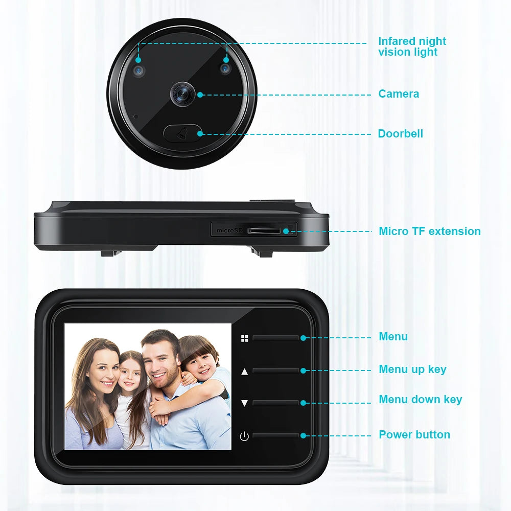 2.4Inch LCD Door Peephole Camera IR Night Vision Video Eye Door Bell Visual Doorbell Security Protection Camera