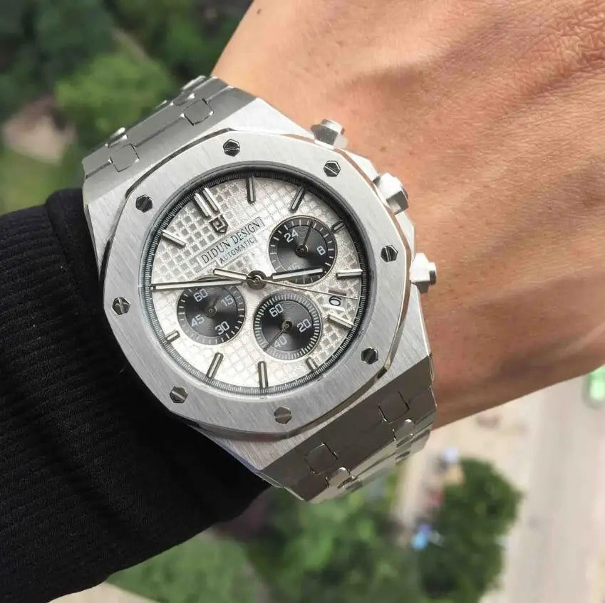 DIDUN Men Watches TOP Luxury Brand Chronograph Sports Clock Men Quartz Stainless Steel Watch Male Business Wristwatch Waterproof