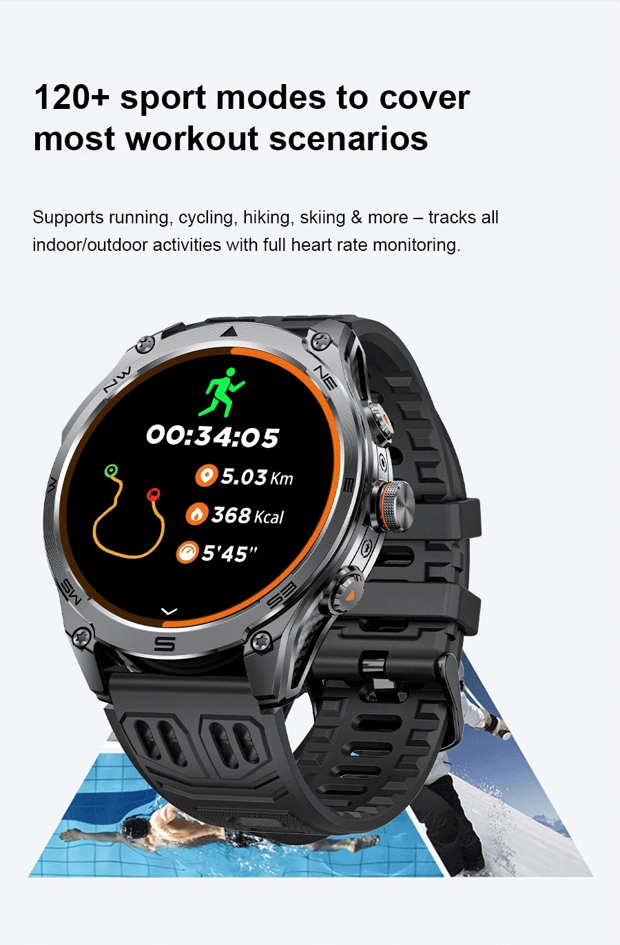 2025 New Military T-Rex 3 Ultra GPS Smart Watch 1000mAh Battery 10ATM Waterproof Compass Flashlight Sports trackr Smartwatch Men