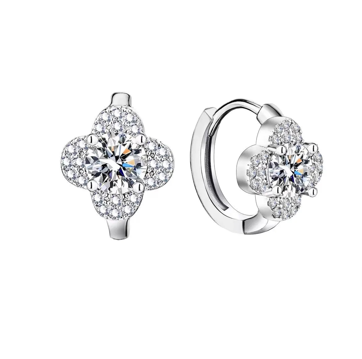 PT950 Clover Moissanite Earrings Full Diamond Ear Climbers  Platinum Jewelry Wholesale Lucky Luxury Gift for Womenearrings for w