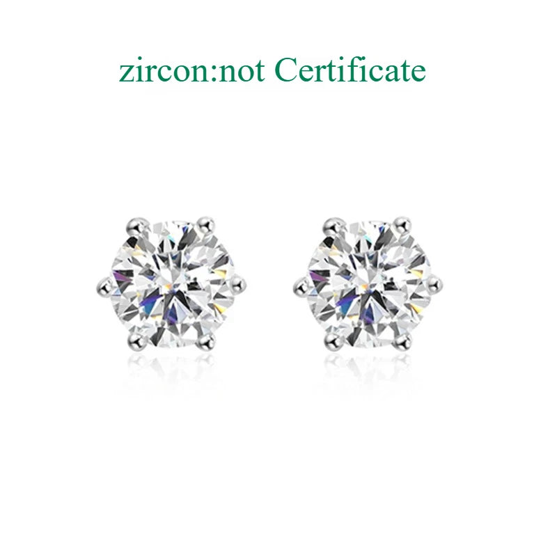 Smyoue 0.1-3CT Certified Moissanite Stud Earring for Women Classic Sparkling Lab Diamond Sterling Silver 925 Jewelry 6-Claws