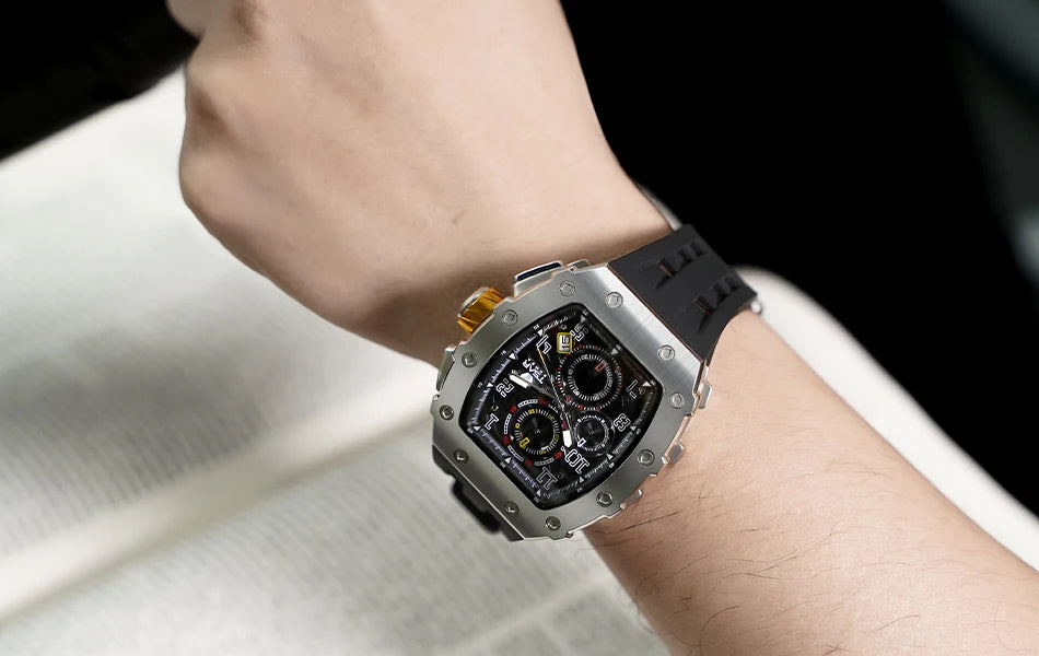 TSAR BOMBA New TB8204 Watch for Men Japan Quartz Chronograph 50M Waterproof Wristwatch Fashion Sport Clock Male Luxury Mens Gift