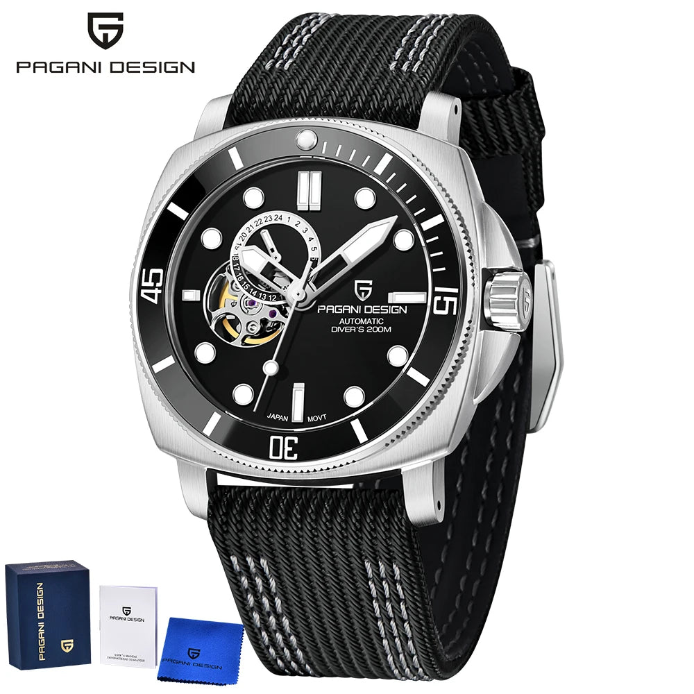 PAGANI DESIGN 2025 New Luxury Men's Watches Mechanical Automatic Watch For Men 200M Diving Wrist watch Stainless Steel+with box