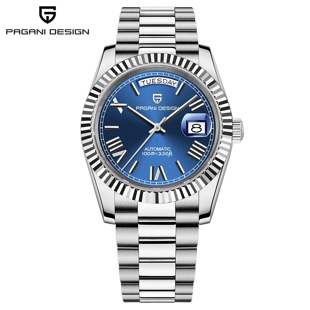 PAGANI DESIGN 2025 New Blue DD40 Luxury Automatic Watch For Men Mechanical Wristwatch Men Japan NH36A Movt Sapphire crystal