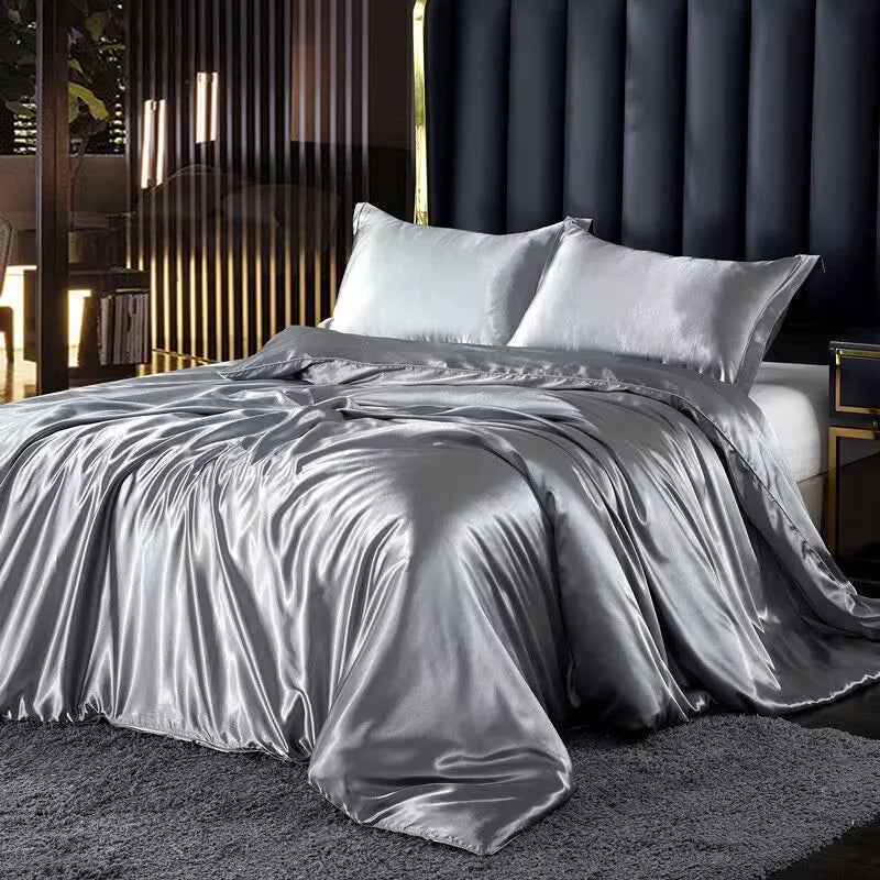 Mulberry Silky-blending Fabric Bedding Set High-end Silky Queen Size Duvet Cover Set with Fitted Sheet Luxury Bedding Sets King