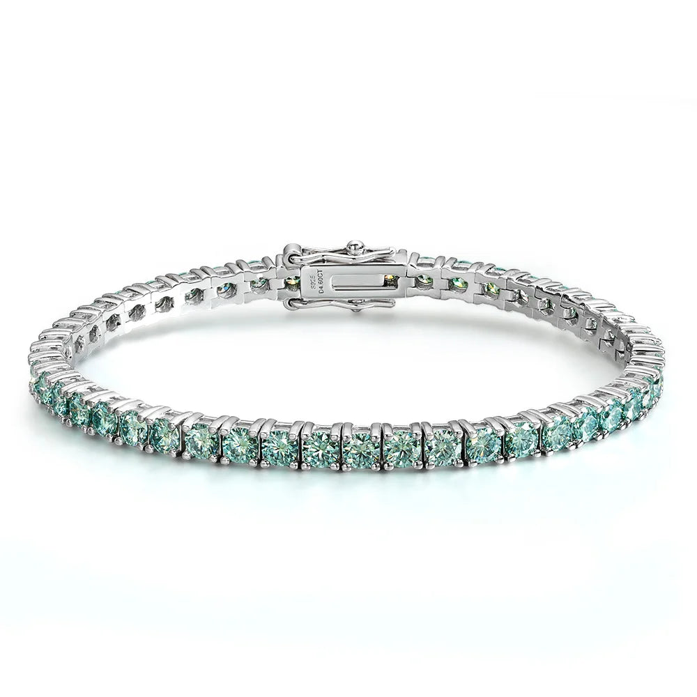 Smyoue 3/4/5mm Pass Diamond Test Moissanite Tennis Bracelets for Women Men Original 925 Sterling Silver Bangles with Certificate