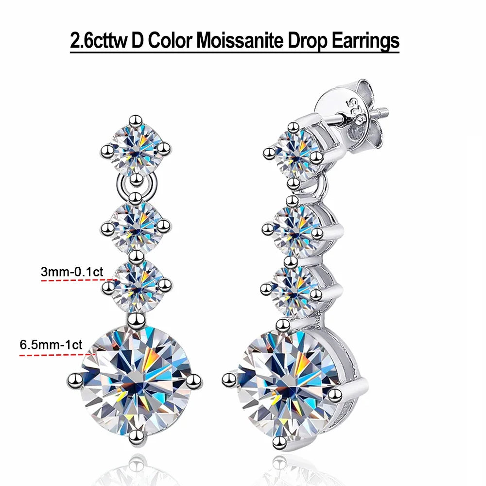 Serenity 1.118ct D Color Moissanite Long Tassel Earrings for Women 100% S925 Sterling Silver Plated 18K Lab Diamond Drop Earring
