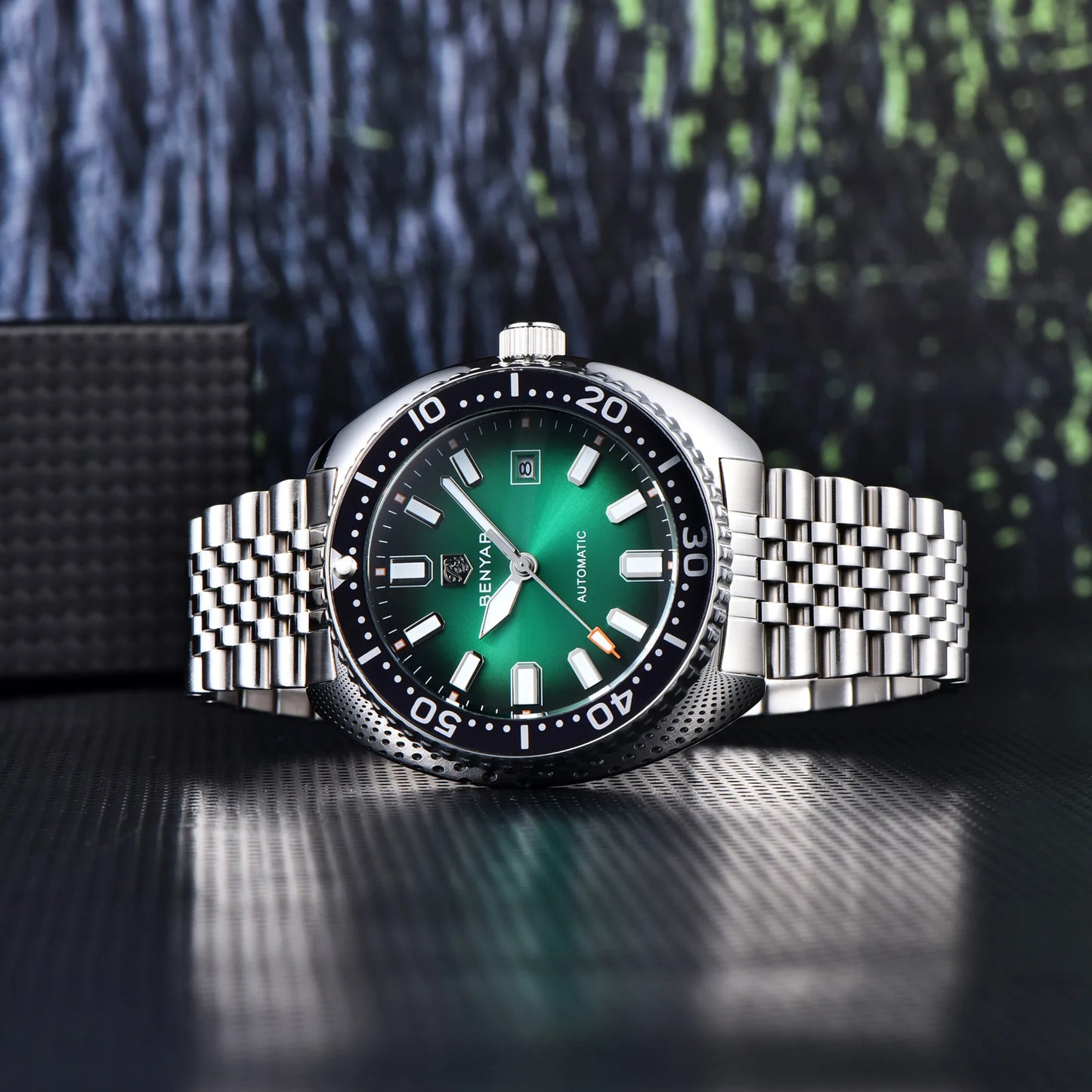 New BENYAR 42MM Tuna Men Mechanical Watch Luxury Stainless Steel Automatic Watch 50M Diving Luminous Watch for Men reloj hombre