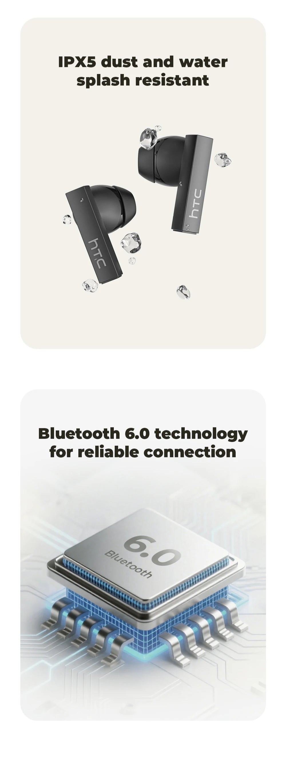 HTC NE40 Earphones Bluetooth V6 TWS Sports AI Translator Earbud Noise Reduction Wireless Headphones With Mic