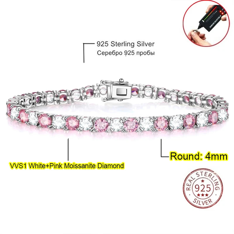 Real Moissanite Tennis Bracelet for Women Men 3.0mm Lab Diamond Bangle with Certificates 925 Sterling Silver Fine Jewelry