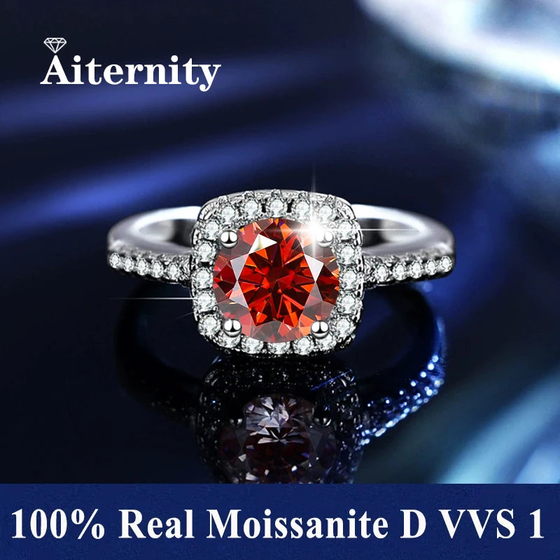 100% Real Moissanite Ring Adjustable Size S925 Sliver D VVS1 Pass Diamond Test Pen GRA Certificate 18K Plating Rings for Women