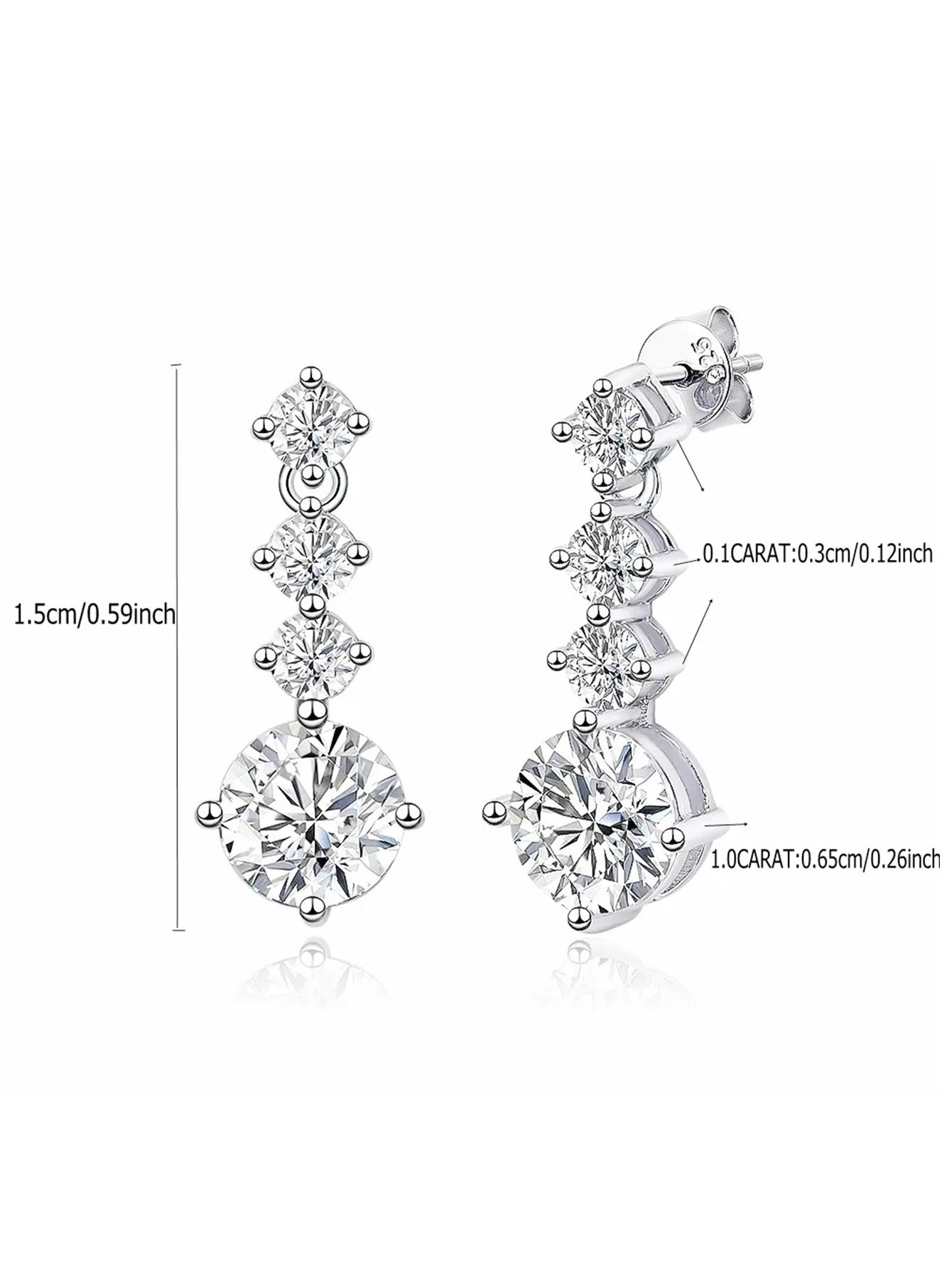 2.6ttw Full  Round Moissanite Drop Earrings For Women S925 Sterling Silver D Color Round Cut Diamond Earring Wedding Jewely