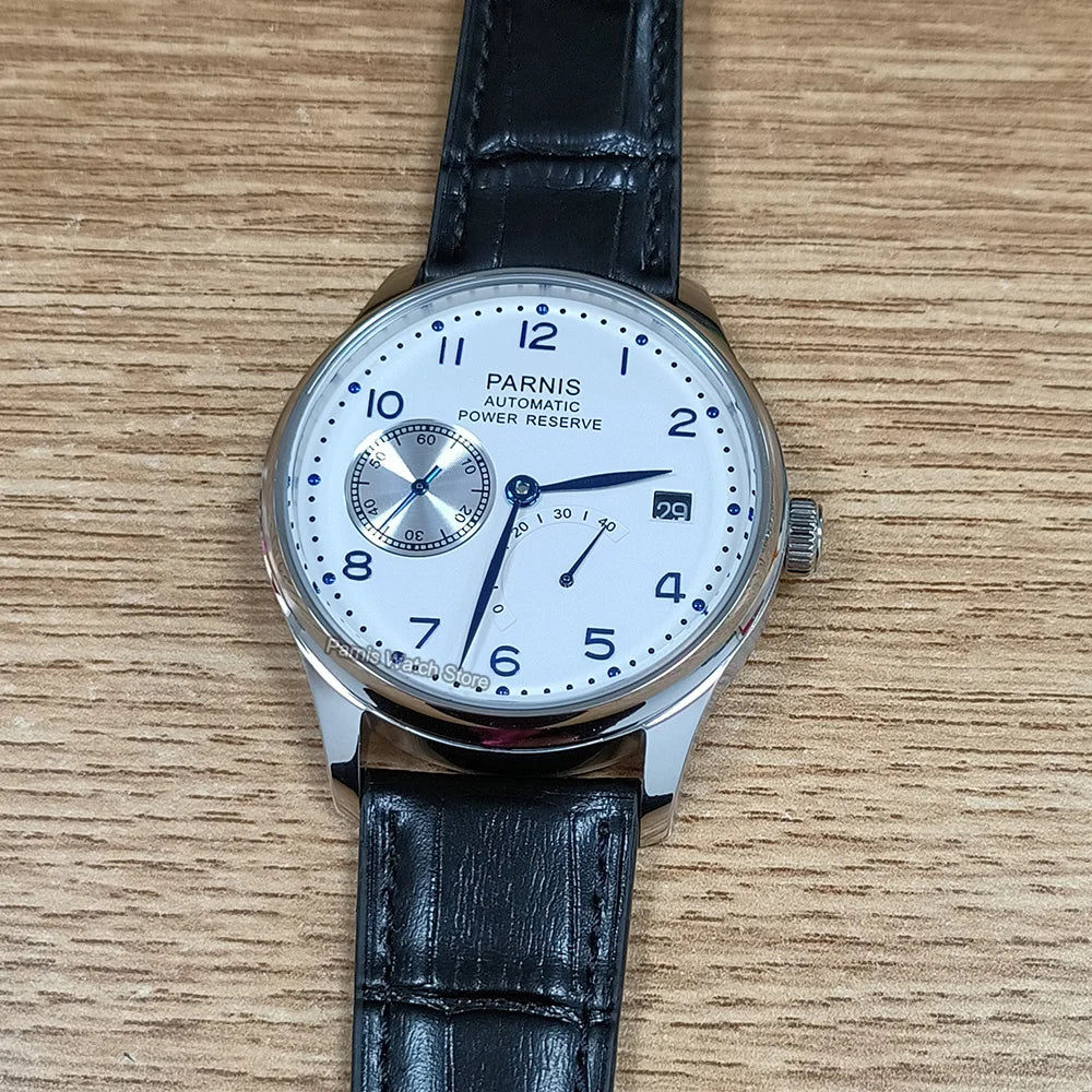 Parnis Power Reserve Automatic 43mm  Movement Men's Mechanical Watch Small Second