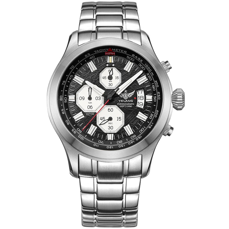 Yelang V1029S Men's Quartz Watch Japan OS00 Movement Business Luminous Stainless Steel 10Bar Waterproof Sports Watches