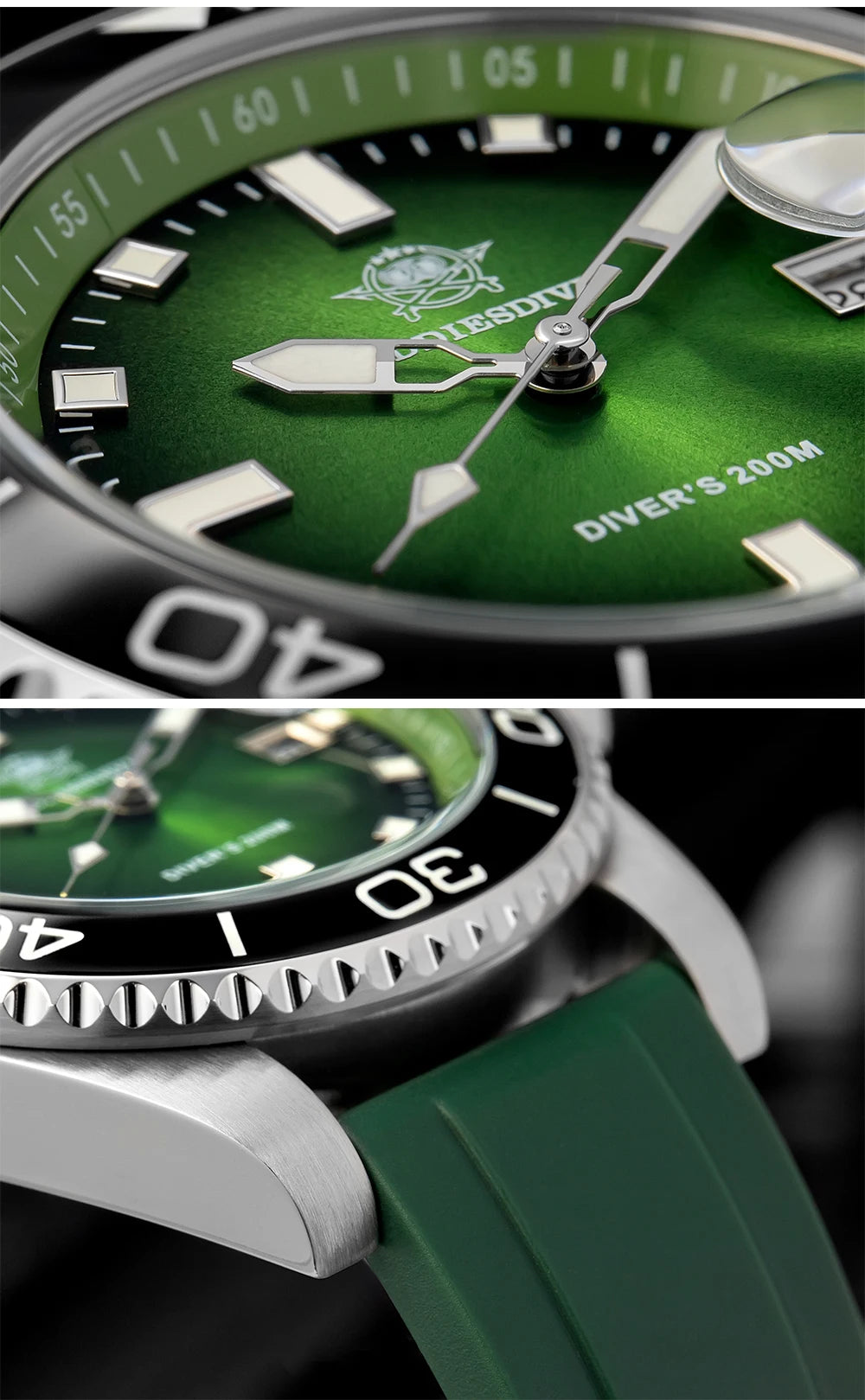 ADDIESDIVE New Men Watch AD2089 Diver 200m Waterproof Wristwatch Ceramic Bezel Luminous 316L Stainless Steel Quartz Watch AD2089