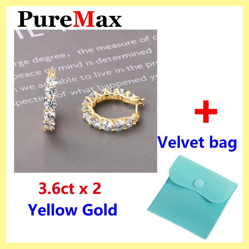 PureMax  4.0mm Full Moissanite Huggie Hoop Earrings for Women Trending Silver 925 Fine Jewelry  Moissanite Diamond Earrings