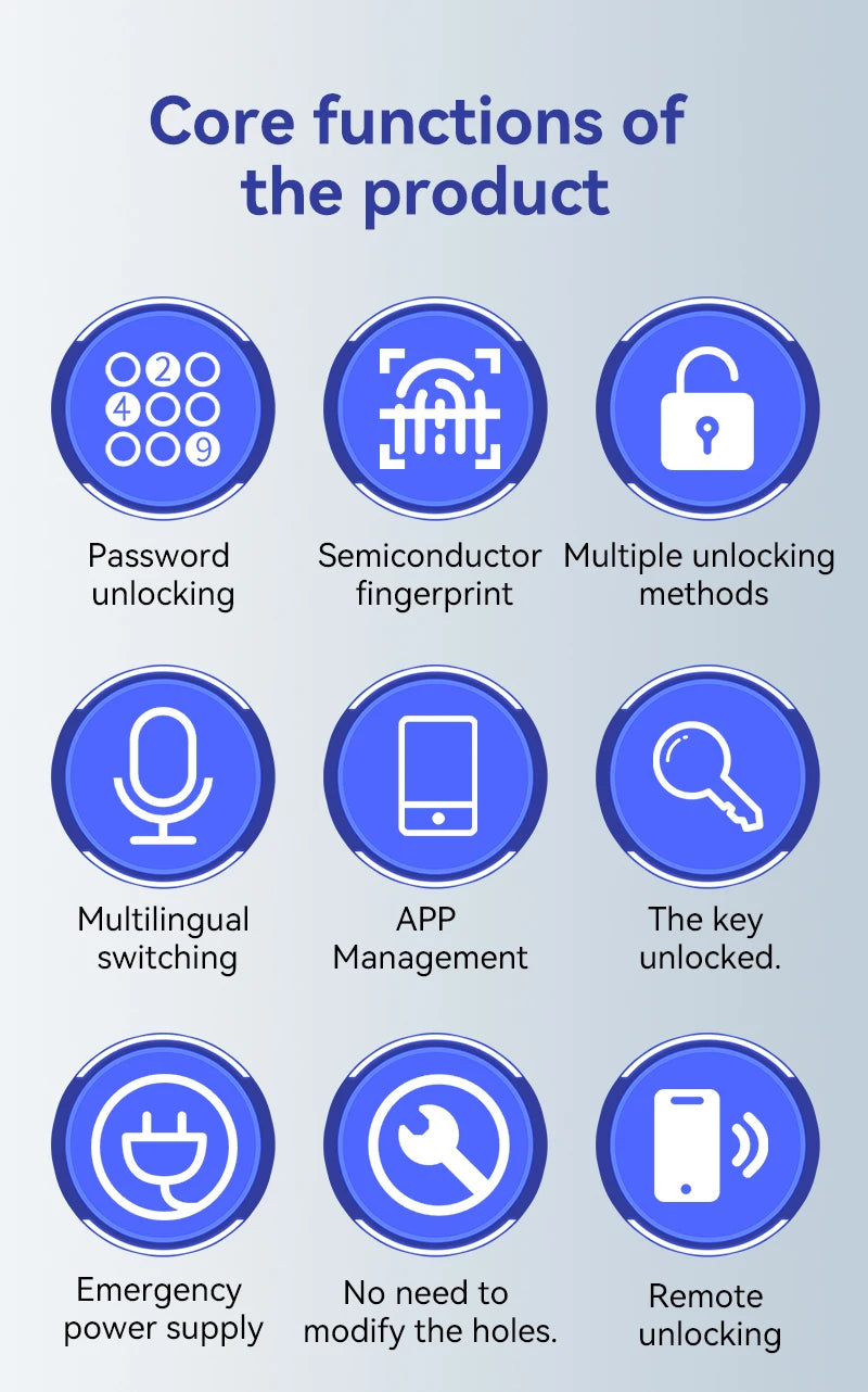 Tuya Smart Fingerprint Door TT Lock Electronic Lock with Password/Key/Card/Tuya APP Unlock Home Protection Smart Life Control