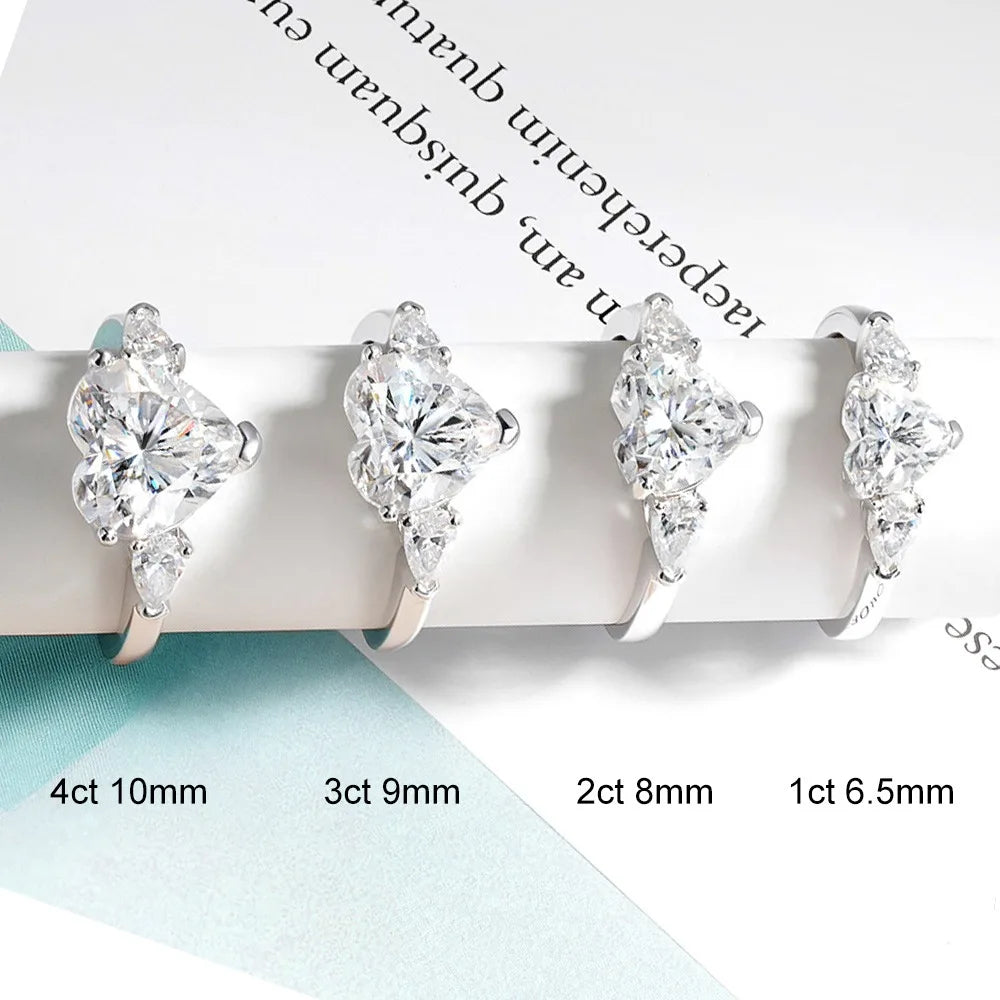 1-4Carat Heart Shape Moissanite Ring for Women Certified S925 Sterling Silver Heart Diamond Engagement Wedding Band Jewelry Gift