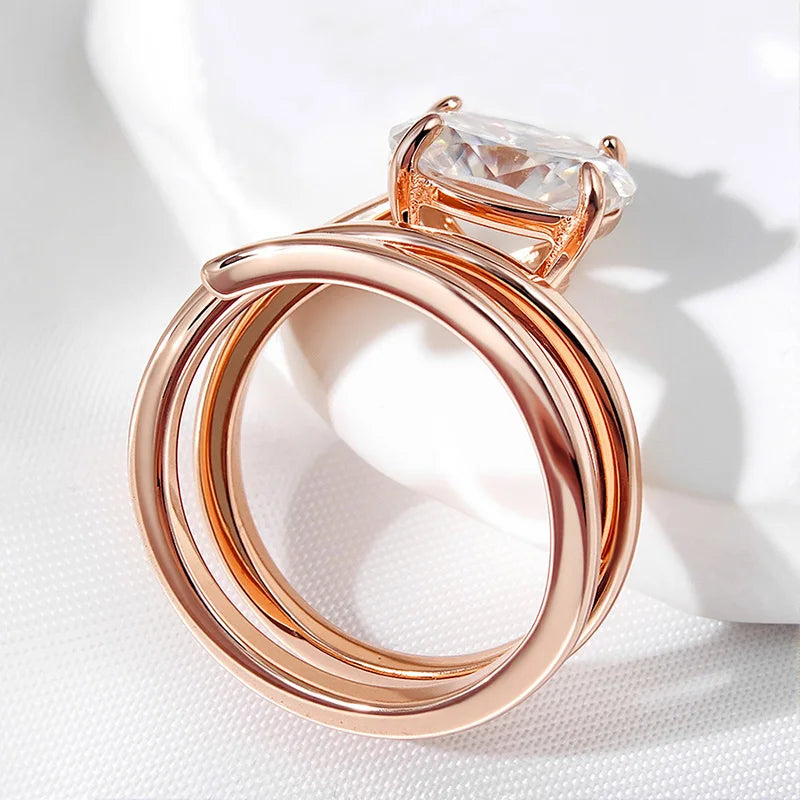 Smyoue 1CT-3CT Certified 14K Plated Moissanite Solitaire Ring Women Wedding Lab Diamond Band Pure 925 Silver 100% Shani Abergel